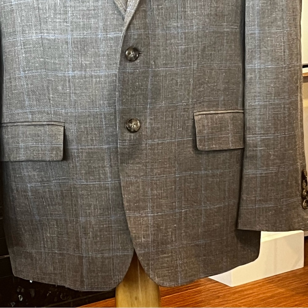 RALPH LAUREN Black Label Linen Blazer Taupe Brown Blue Size 46R Breathable - Picture 6 of 15